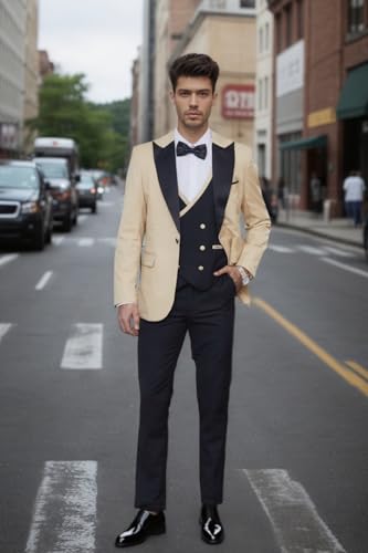 Tuxedo for Men Slim Fit 3 Piece, Formal Men's Tuxedos Suits for Men Wedding Business Mens Double Breasted Suit4