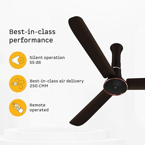 Image of atomberg Studio Ventra 1250mm BLDC Ceiling Fan with Remote Control | BEE 5-Star Rated | Advance Air+ Technology | LED Speed Indicator | Low Noise | 5 Year Warranty | Blaze Brown