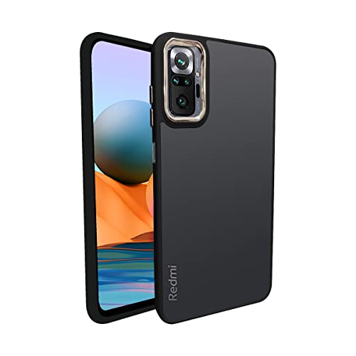 Image of A rtistque Frosted Translucent Back Cover Case for Redmi Note 10 Pro /Redmi Note 10 Pro Max | Electroplated Chrome Ring | Raised Camera Edges for Protection | Smooth Sides TPU - Black