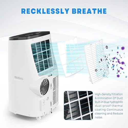Image of 14000 BTU Portable Air Conditioner - 3-in-1 AC with Fan & Dehumidifier - Quiet, Energy Efficient, LED Display, Remote, 24H Timer, Window Kit - Cools Rooms up to 750 sq ft