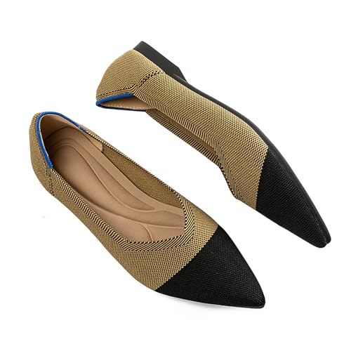 Women's Flats Shoes Pointed Toe Knit Ballet Comfortable Dressy Slip On Flat Classic Ballet Office Work Shoes2
