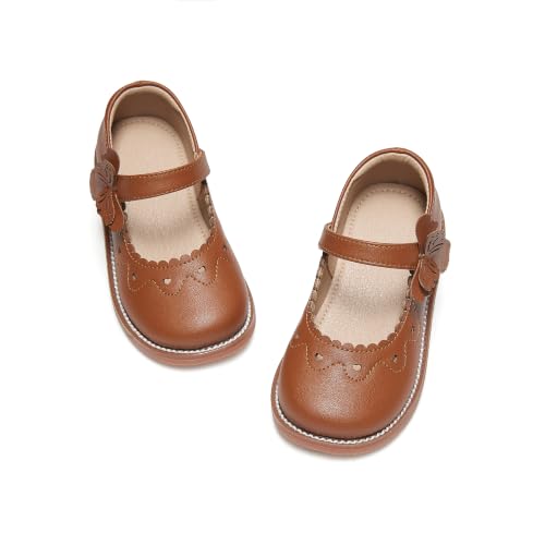 Image of Kiderence Toddler Girl Mary Jane School Uniform Dress Shoes Oxford Flats | Wide Toe Box Great Comfort for Student Shoe and Flower Girl Shoe for Wedding, Parties, Church