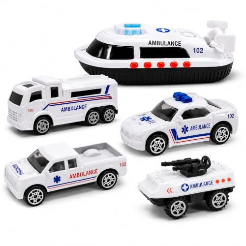 Image of Amisha Gift Gallery Ambulance Toy Car for Kids, Pack of 5