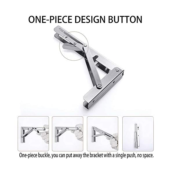 2x Stainless Steel Folding Shelf Brackets – 6"x7", NSF Rated, Heavy-Duty For Concession Stands 8 thumbnail image
