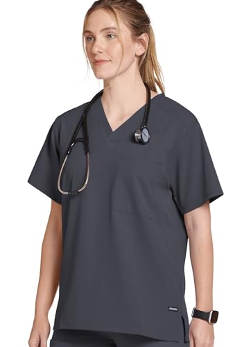 Jockey Unisex Scrubs Classic Unisex One Pocket Stretch Scrub Top, Charcoal, L