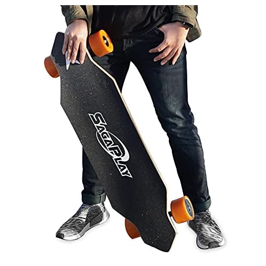 SagaPlay Electric Skateboard with Remote Control + Dual-Motor Smart Longboard Skateboards [7 Ply Bamboo Board, Part No. [SS-K02], Black] - Skate Board for Rider, Kids and Adults for Outdoor/School