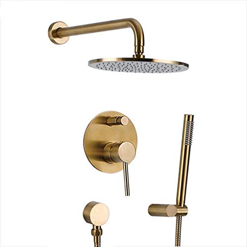 Robinet de douche en laiton massif avec mitigeur mural or brossé de 8 pouces