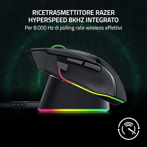 Mouse Dock Pro & Charging Puck - Dock di ricarica wireless magnetico e modulo per mouse compatibili (Hyperspeed 8K Hz, 8 luci RGB Chroma) Nero - Mouse gaming - Immagine 2