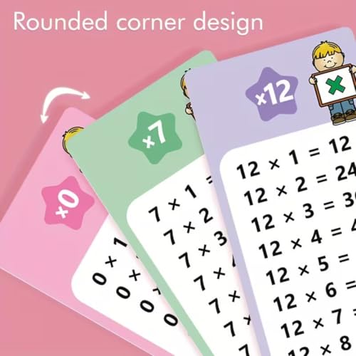 Image of Pandaworld 1-12 Multiplication Flash Cards, Reusable Math Cards, Large Math Table Flashcards, Includes 15 Cards, Marker & Duster, Educational Times Table Flashcards for Classroom, Home 6+ Years