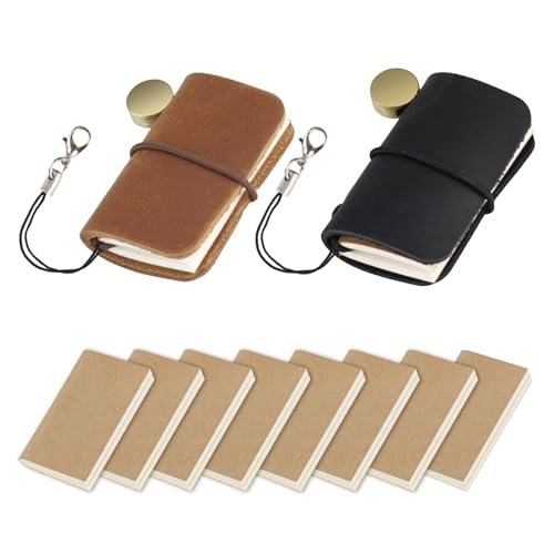 Carnet de voyage en cuir véritable rechargeable de style vintage lot de deux petits blocs-notes
