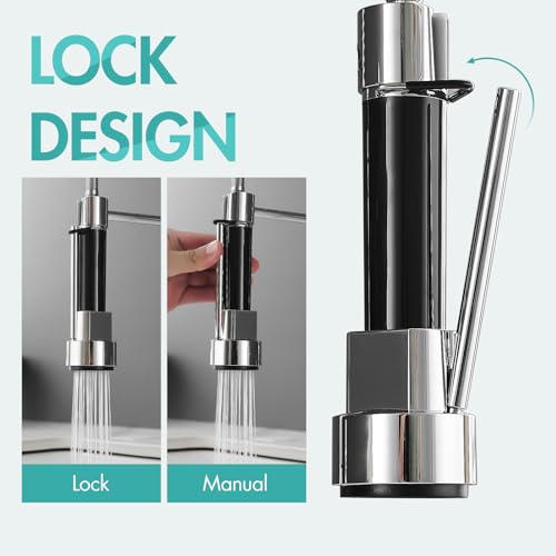 Image of AIMADI Chrome Kitchen Faucet with Pull Down Sprayer,Dual Spout Design | Modern Stainless Steel High Arc Kitchen Sink Faucet for Farmhouse Camper Laundry Rv Bar