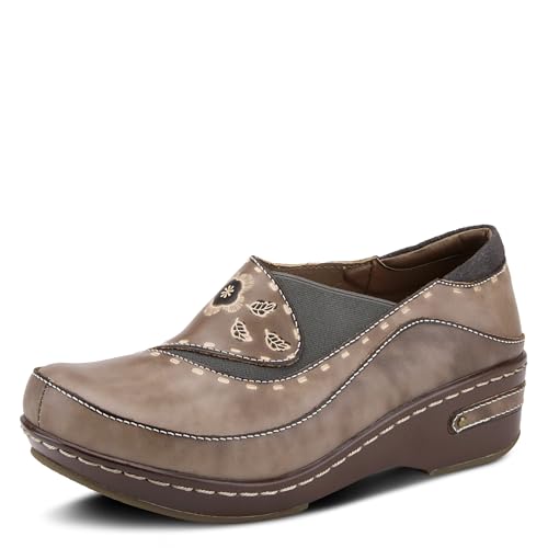 Image of Spring Step L'artiste Burbank Leather Clogs for Women | Designer Hand-Painted Slip-On Shoes | Ladies Casual Platform Clog