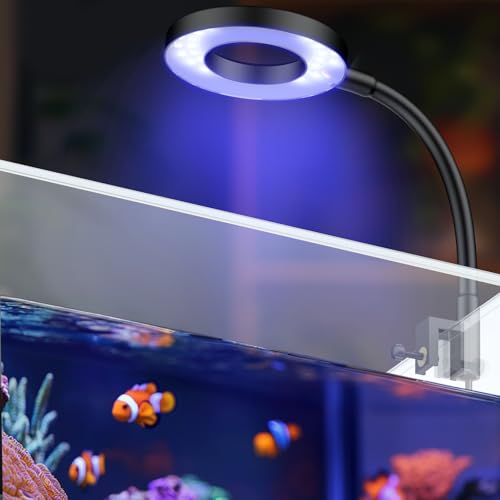 Pawfly 6 W Lampada per acquari marini per vasche da 3,8-11,4 L Lampada LED con clip per coralli Lampada dimmerabile per Illuminazione per acquario USB mobile per timer (adattatore non incluso)