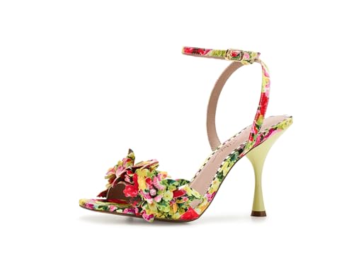 Betsey Johnson Womens Hilley Heeled Sandal Green Floral Multi 8