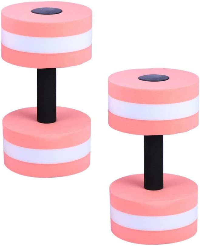 2Pcs Aquatic Exercise Dumbbells Water Dumbells Foam Water Weights Aquatic Fitness Equipment for Water Aerobics (Pink)