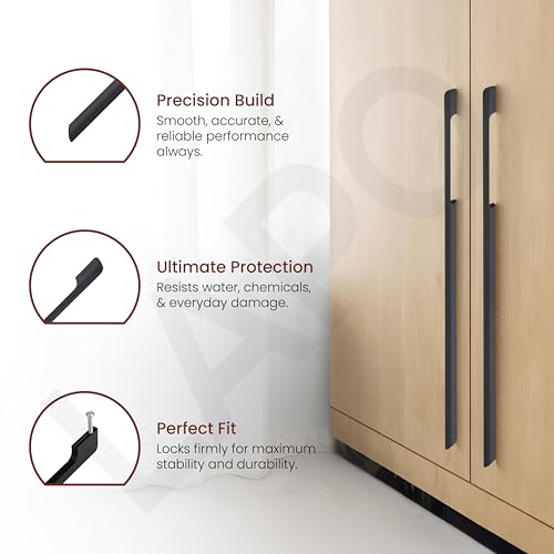 Image of LAPO 3 Piece Wardrobe Handle 24 inch, Pull Handles, Long Wardrobe Handle with Comfy Grip, Aluminum Handle for Kitchen, Bedroom, Office, Cabinet Wardrobe with Screws (Black, 600mm (24 inch) M-FB