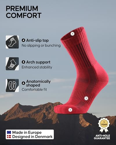 Image of DANISH ENDURANCE Premium Hiking Socks, Merino Wool, Thermal Socks, Men & Women 2 Pack