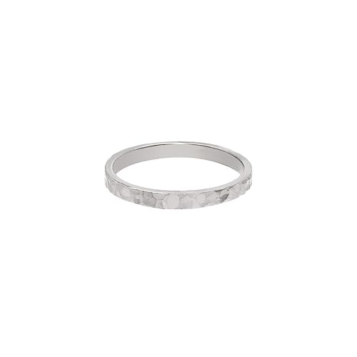 Hammered Band Ring- Solid 14k White Gold Wedding Bands Jewelry for Women- Free Personalized and Engraved Name and Initial
