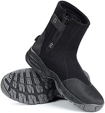 SARHLIO Neoprene Dive Boots 5mm Tall Zippered with Anti-Slip Rubber Sole Wetsuit Boots for Water Sports Scuba Diving Snorkeling kayaking(M9W10)