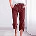 AKTCVVJ Capri Pants for Women Casual Drawstring Waist Capris Loose Fit Lightweight Pants Straight Leg Summer Pants Wine