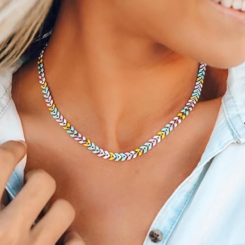 Pura Vida Rainbow Chevron Choker Neckless3