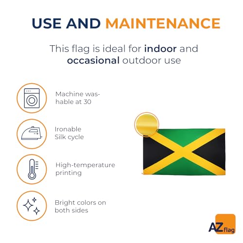 Image of AZ FLAG - Jamaica Flag - 2x3 Ft - 100D Polyester Jamaican Banner with Two Metal Grommets - Fade Resistant - Vivid Colors - 2' x 3' Feet - 90x60 Cm