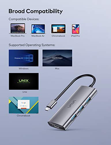 Hub USB C VAVA, Adattatore USB C 7 in 1 per MacBook Pro/Air (Thunderbolt 3), con Porta USB-C 4K a HDMI, USB 3.0, Lettore di Schede SD/TF, Power Delivery da 100W per iPad Pro/Dispositivi Type C