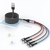 【Cable de carga múltiple 4 en 1】 El cable de carga múltiple 4 en 1 tiene varios puertos, incluidos 2 conectores Lightning, 1 USB C y 1 micro USB, lo que significa que puede cargar 2 dispositivos iOS, un dispositivo de interfaz USB-C y un dispositivo Android dispositivo al mismo tiempo. Multiusos en una línea. (Solo carga, no se pueden transferir datos)