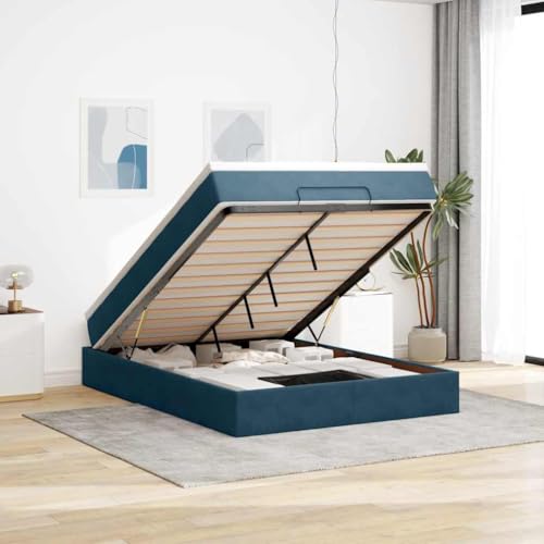 Generico Estructura de cama Puf con colchón de 140 x 190 cm, de terciopelo, camas y marcos para camas 3311187
