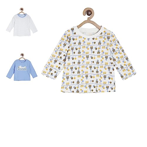 Image of miniklub Boys Pack of 3 Printed Round Neck Pure Cotton T-Shirts