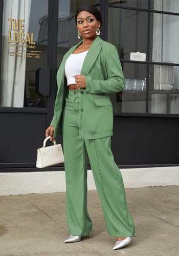 HuiSiFang Women's Pants Suits 2 Piece Blazer Set Dressy Work Office Professional Business Casual Outfits 6