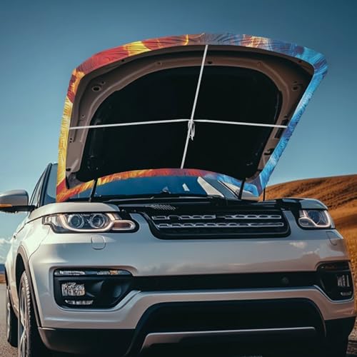 Image of Fire Blue Wolf Hood Cover for Truck Stretchable Engine Cover Can be Washed Hood Wraps Universal for Cars