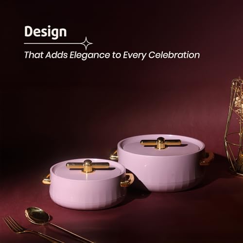 Image of SELVEL Elegance Casserole | Advanced PU Insulation | Elegant Design Hot Pot | Hot Case Keeps Food Hot & Fresh for Hours | Serve Chapati, roti, Biryani and More (Royal Purple, Set Of 2 (1200 Ml & 700 Ml))