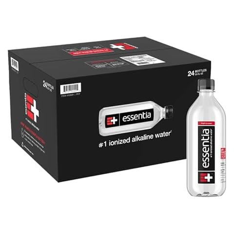 Essentia Bottled Water LLC, Ionized Alkaline Water; 99.9% Pure, Infused with Electrolytes, 9.5 pH or Higher a Clean, Smooth Taste, 20 Fl Oz (Pack of 24) Cover