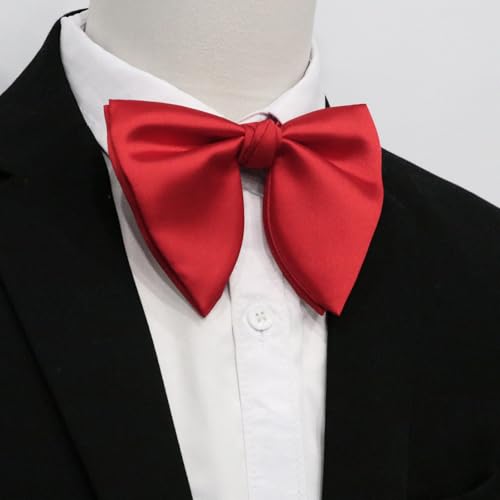 Image of Mens Bow Tie Pre Tied Oversized Bow Ties for Men Satin Bowties for Tuxedo Wedding Party Banquet