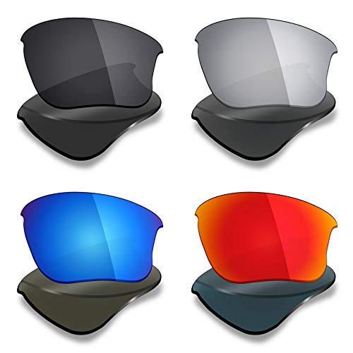Image of Mryok 4 Pair Polarized Replacement Lenses for Oakley Flak Jacket XLJ Sunglass - Stealth Black /Fire Red /Ice Blue /Silver Titanium