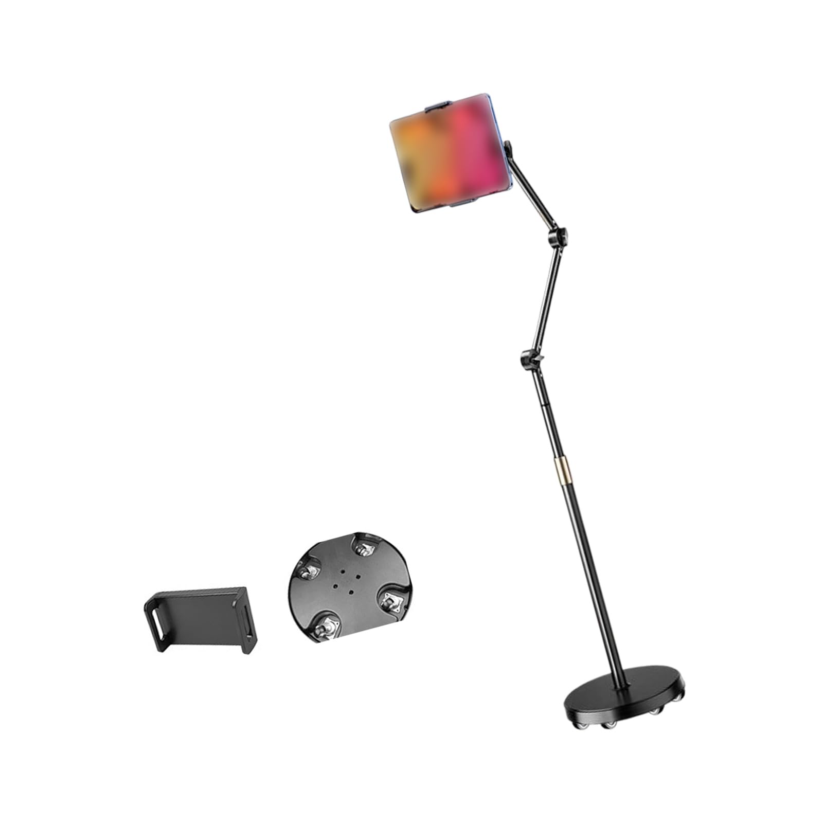 Brazo flexible multidireccional de sujeción para teléfono, soporte de suelo para creador de contenido, durabilidad, base de metal ABS, configuración rápida, soporte de suspensión ABS+metal, compatible
