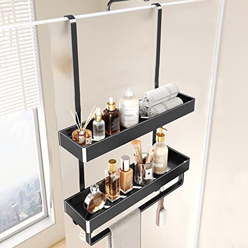 Organizador de ducha de aluminio inoxidable sobre la puerta, organizador de baño duradero con ganchos y cestas de almacenamiento para soluciones de ahorro de espacio, ideal para el hogar y viajes