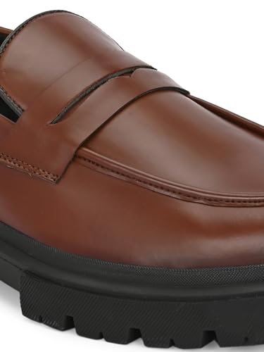 Image of MASSARI Premium Vegan Leather Upper Loafers for Men | Chunky Sole Formal Loafers