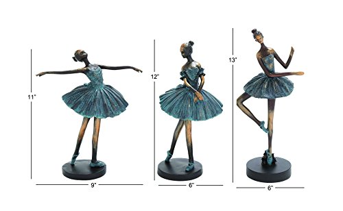 Set de 3 esculturas decorativas bailarina 6x4x12 in miniatura 6