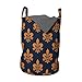 ABAKUHAUS Fleur de lis Borsa per il bucato, gotico vittoriano, Cestino con manici Chiusura a cordoncino per lavanderia, 33 x 33 x 49 cm, Blu scuro Arancione