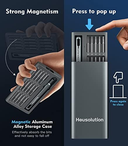 Housolution Precision Screwdriver Set, 31 in 1 Magnetic Cordless Mini Screwdriver Kit Magnetic Repair Tool Kit with 30PCs S2 Steel Bits Screwdriver Handy Repair Tool for Phone Watch Camera Laptop