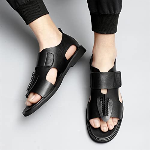 Men Sandals Leisure Beach Men Casual Shoes Leather Men's Sandals Fashion Slides(7.5code)4