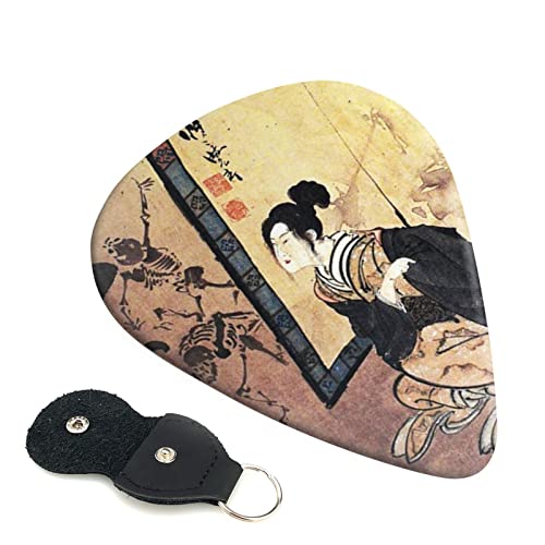 ギターピック 6枚セット 0.46mm 0.71mm 0.96mm エレキギター ベース用ピック ウクレレ ギター ABS素材 エレクトリック アコースティック 弦楽器 初心者 トライアングル ピック( 幽霊の踊る図 )