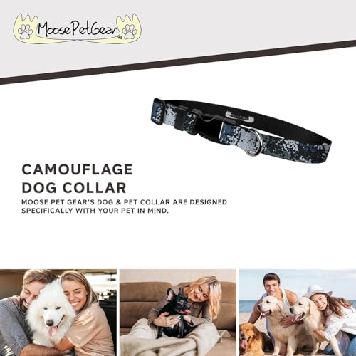 Image of Camo Dog Collar - Camouflage Print Adjustable, D Ring, Side Release Buckle - 1 Inch Adjusts 13-21 Inches, Large, Digi Camo Blue