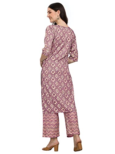 Image of Youthnic Women's Rayon Foil Print Kurta and Palazzo Set
