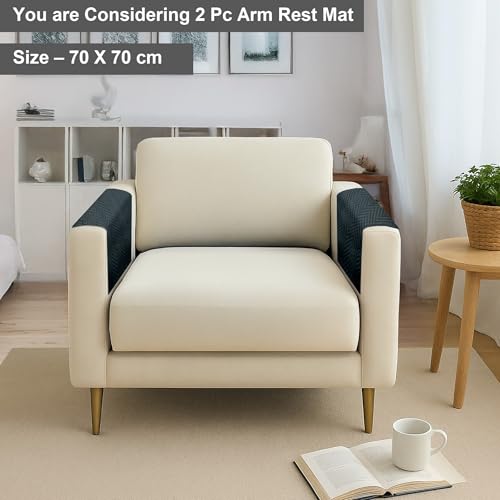 Image of Amazon Basics - Velvet Quilted Sofa Armrest - Set of 2 | Multi-Layered Fabric | 70cm x 70cm | 350 GSM | Color - Light Grey