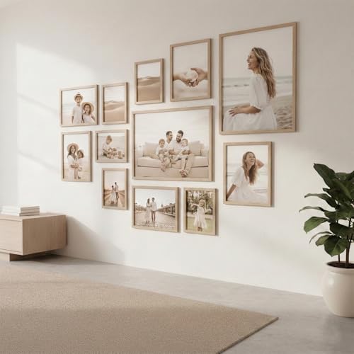 Image of HOTHOUSE Photo Frame For Wall | Aesthetic Collage Picture Frames For Wall Decor | Rectangular Photo Frames For Home Decor Office Livingroom Bedroom | Set of 12 (BROWN, Combo-5)
