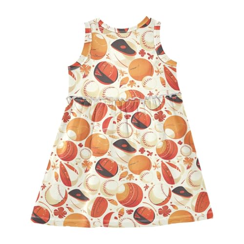 KLL Baseball Pattern Girls' Dressy Dresses Swing Jumper Skirt Spring Summer Crew Neck2