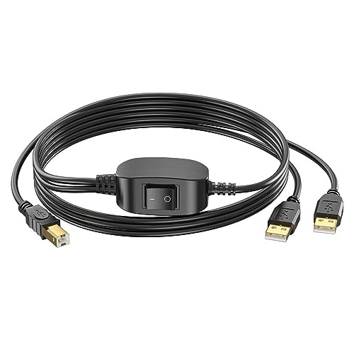 Rozdzielacz kabla do drukarki 2 w 1 USB-A na B do dwóch komputerów, kompatybilny z HP, Canon, Brother, Samsung, Dell, Epson, Lexmark, Xerox, Piano (2,5 m)